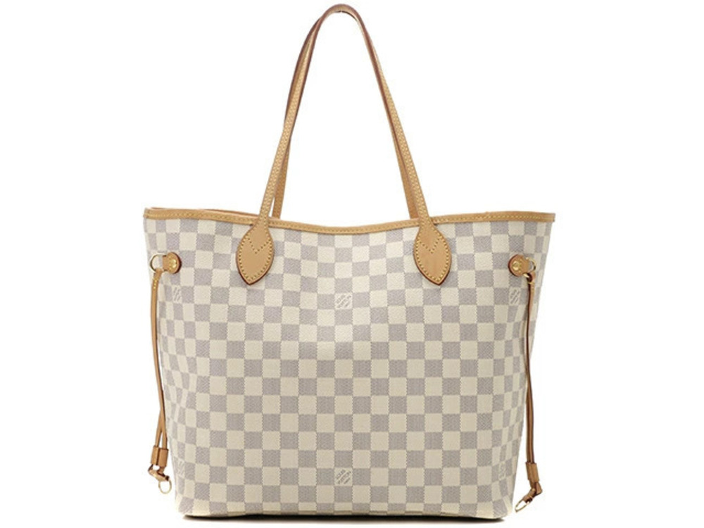 LOUIS VUITTON Neverfull Tote Bag Damier Azur White Rose Pink Ballerine